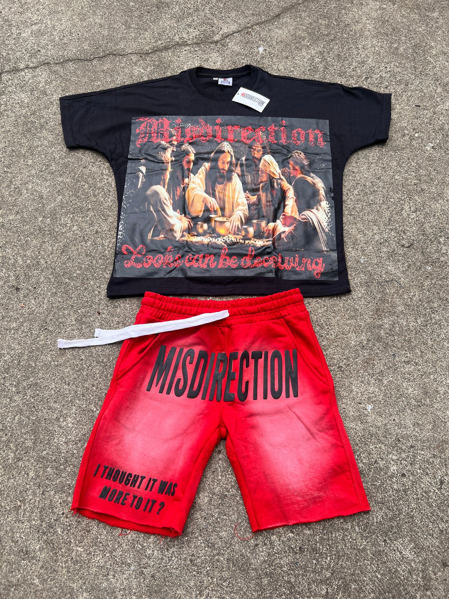 "Looks Can Be Deceiving" Holy Short Set - Red